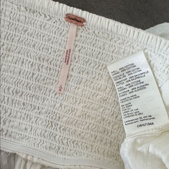 Free People Leave It To Me Babydoll Top Cotton in Ivory Square Neckline Size L - Picture 8 of 12